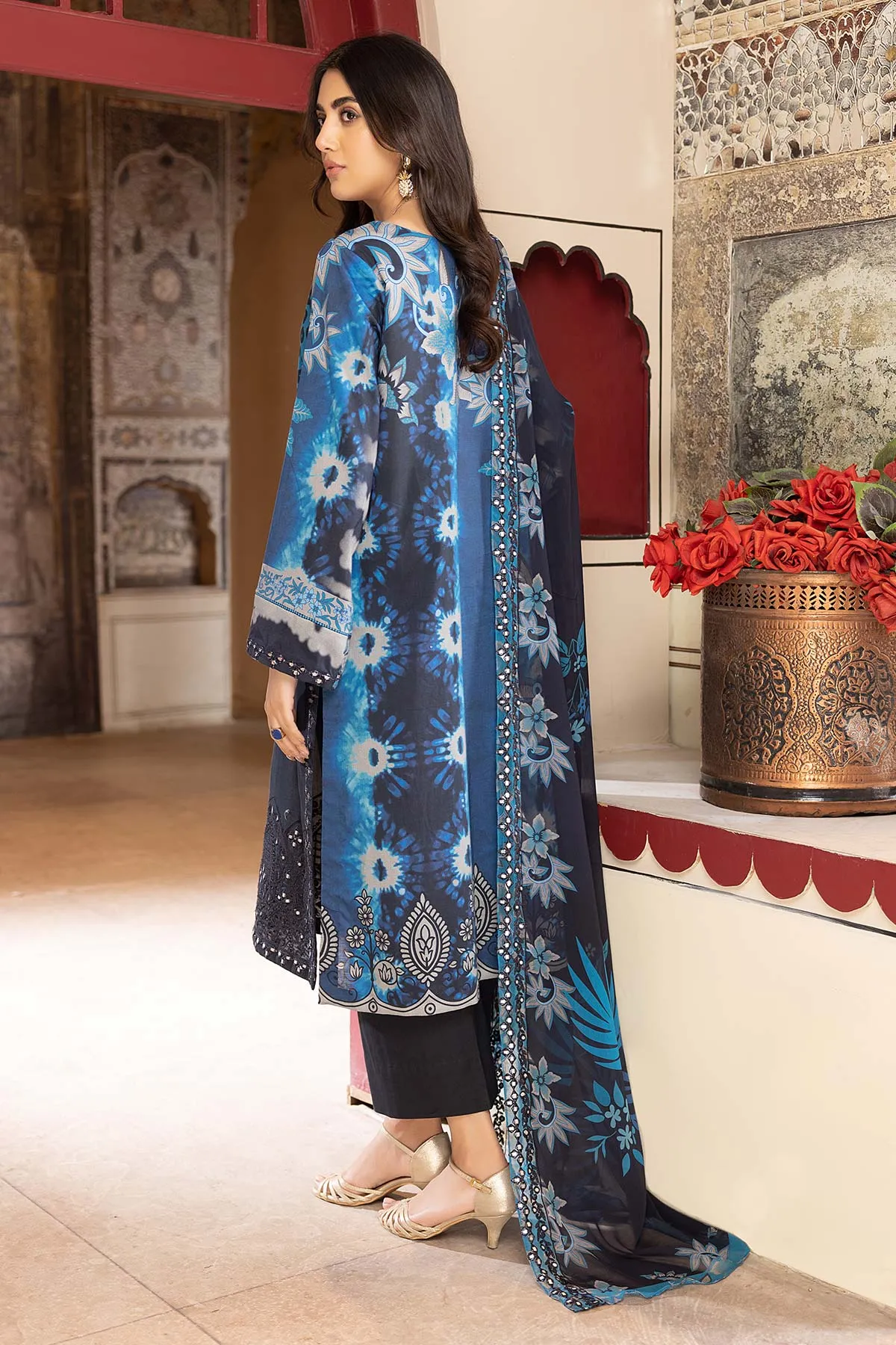 3-Pc Charizma Unstitched Lawn Suit With Embroidered Chiffon Dupatta CC23-20