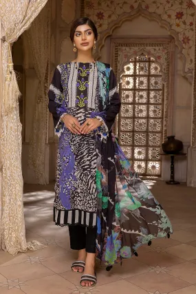 3-Pc Qaus C-Prints Printed Lawn Suit With Chiffon Dupatta QBW22-02-S