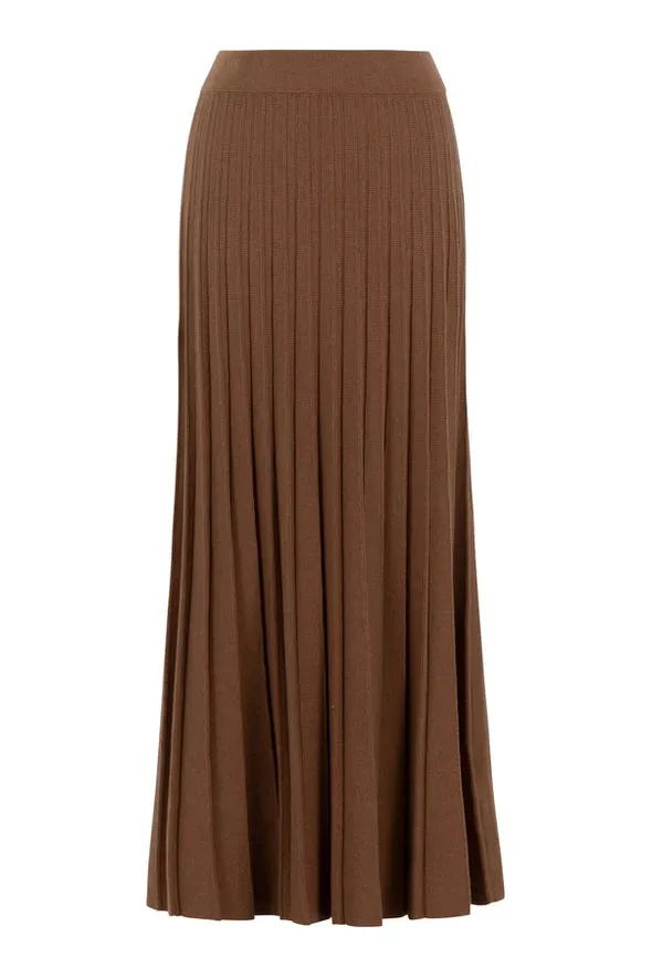 7176- Pleated Midi Skirt- Tobacco- Marble