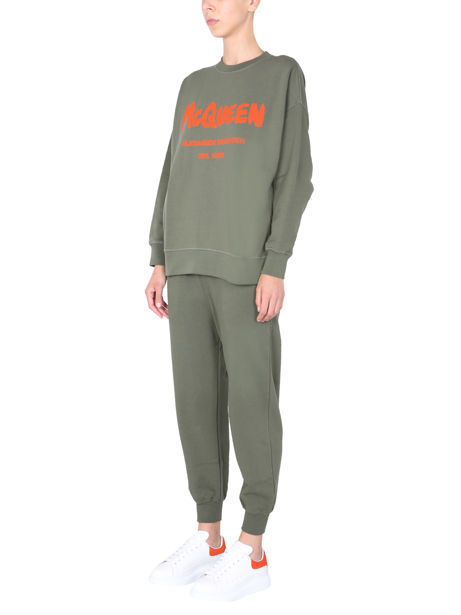 ALEXANDER McQUEEN    COTTON JOGGING PANTS WITH LOGO PRINT