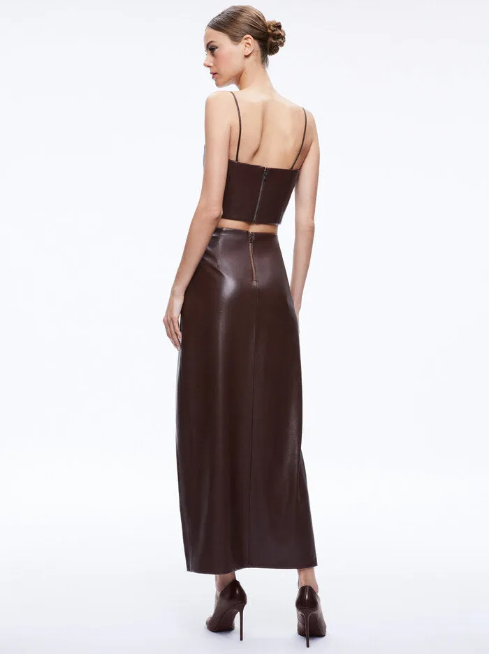 Alice + Olivia - Siobhan Vegan Leather Maxi Skirt - Toffee