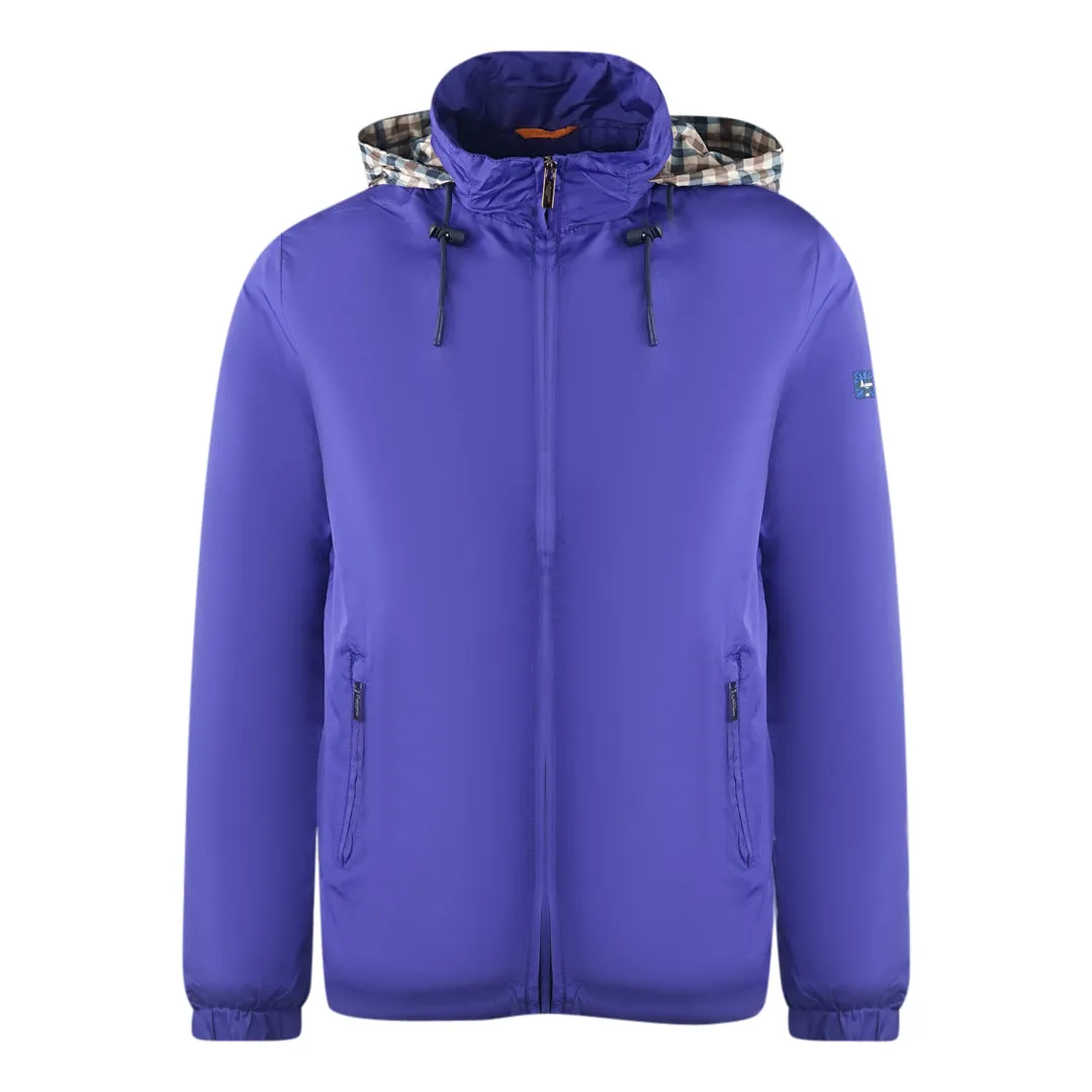 Aquascutum Plain Royal Blue Hide Hood Lightweight  Jacket