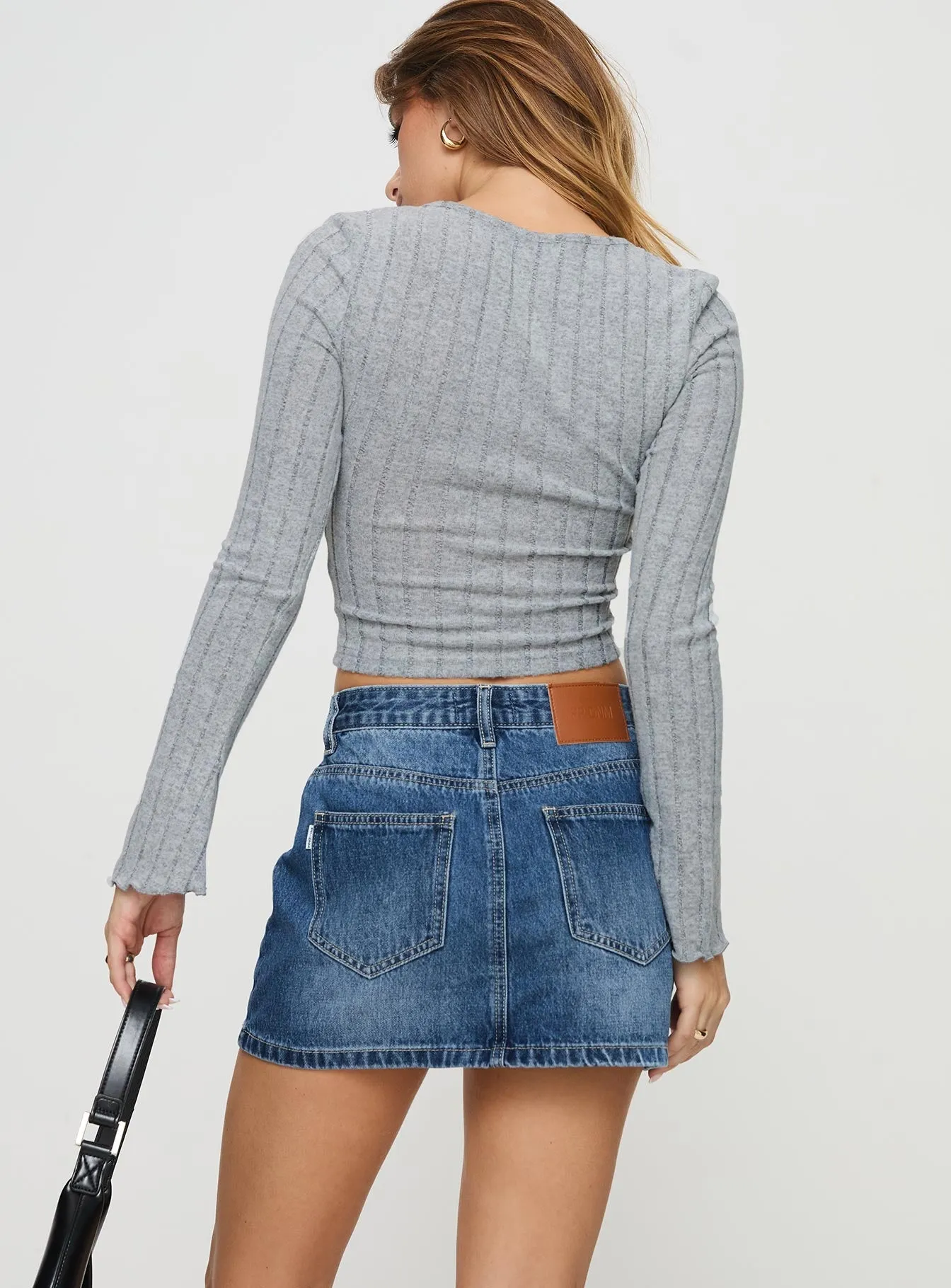 Arrte Mid Rise Denim Mini Skirt Mid Wash