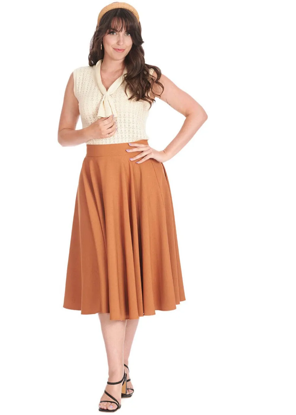 Banned Dance & Sway 50's Swing Skirt Brown