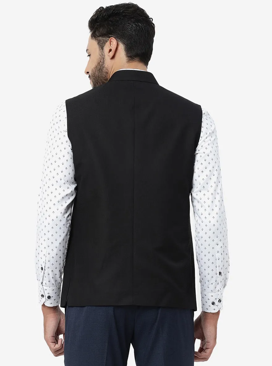 Black Solid Regular Fit Modi Jacket | JadeBlue