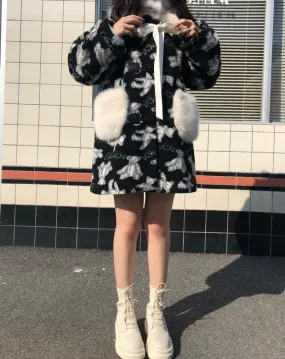 black white teddy bear long / short coat