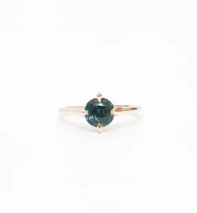 Blue-Green Sapphire Minimalist Rise Ring