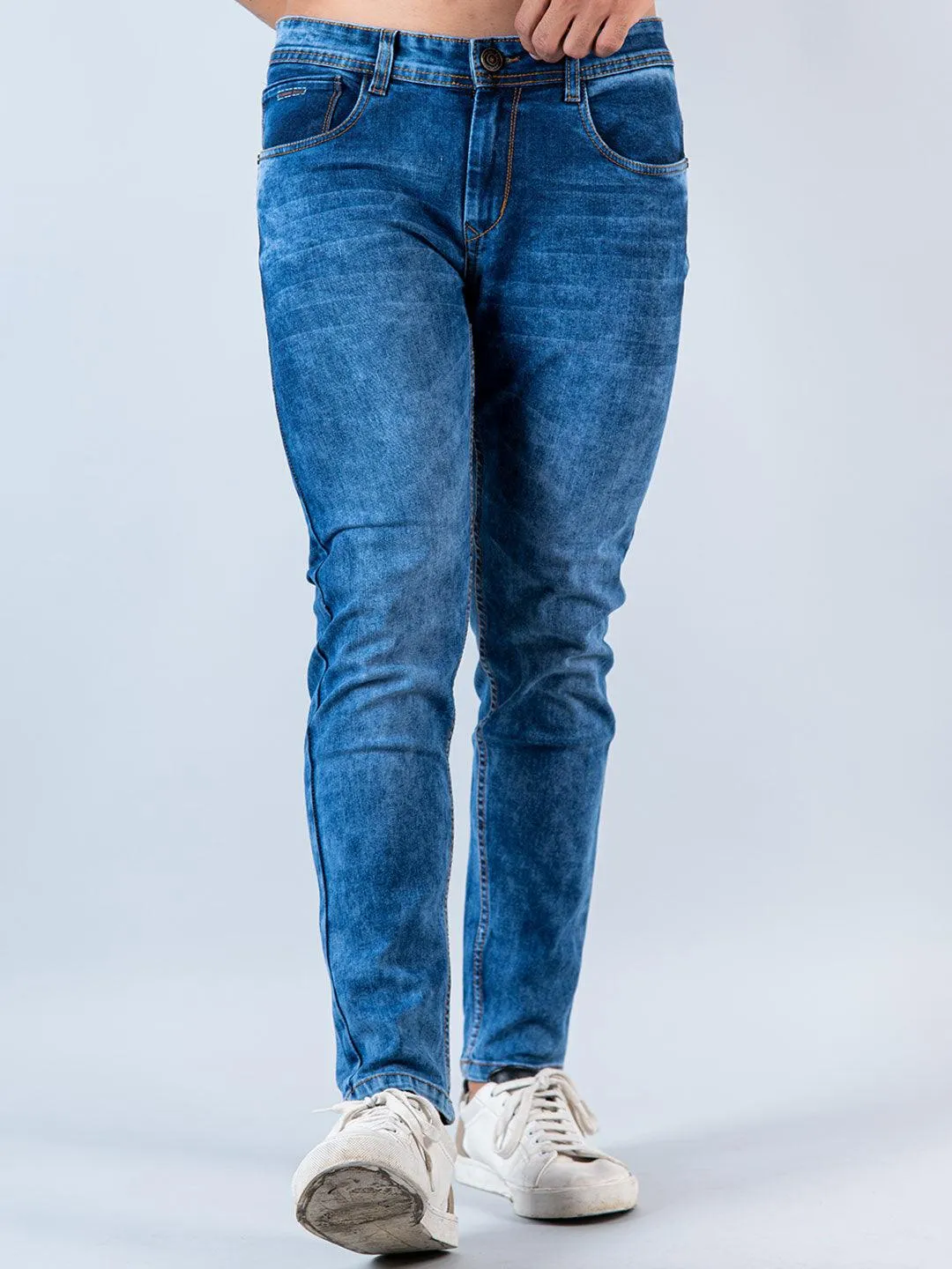 Blue Skinny Ankle Fit Mens Denim Jeans