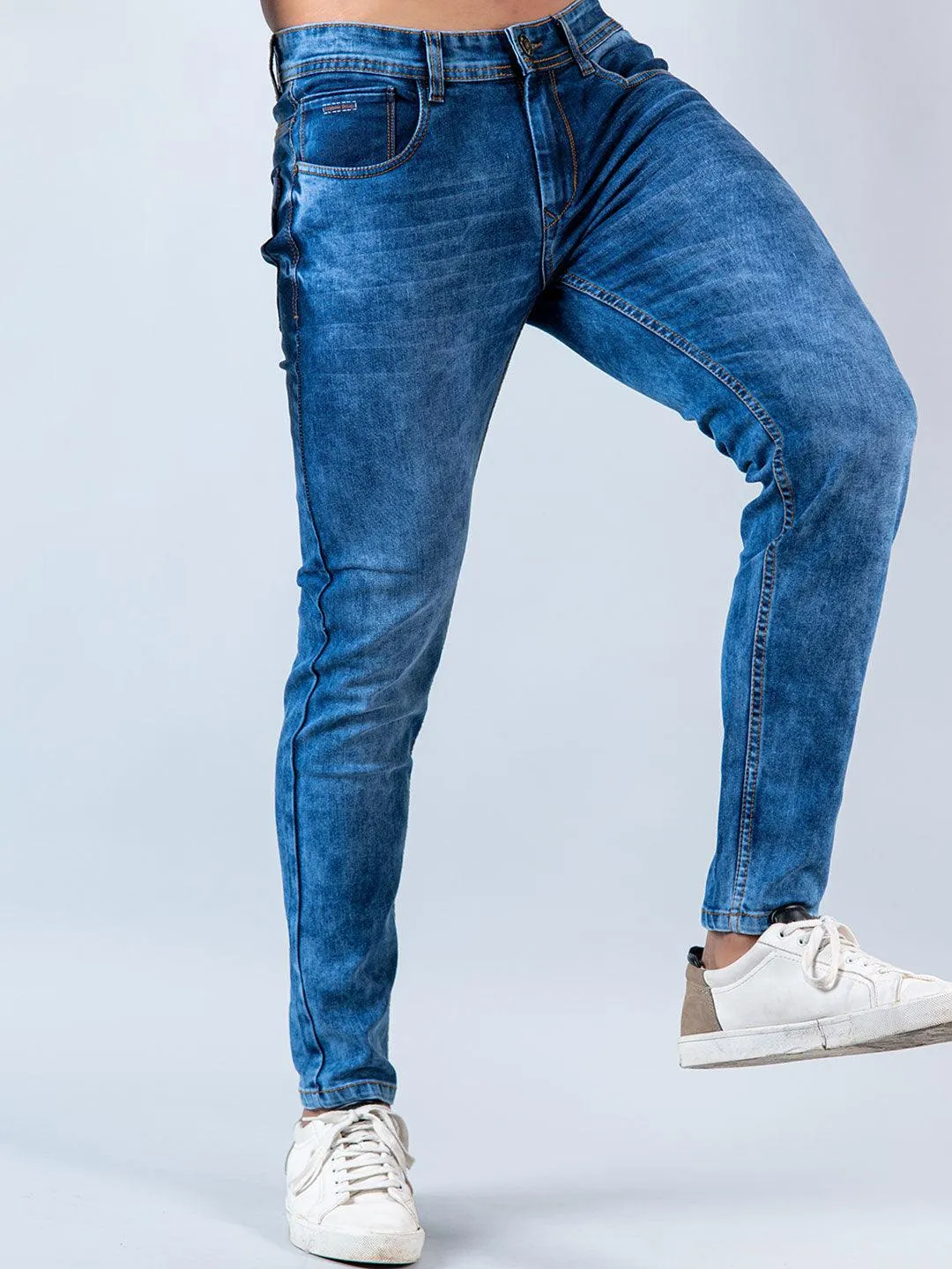 Blue Skinny Ankle Fit Mens Denim Jeans