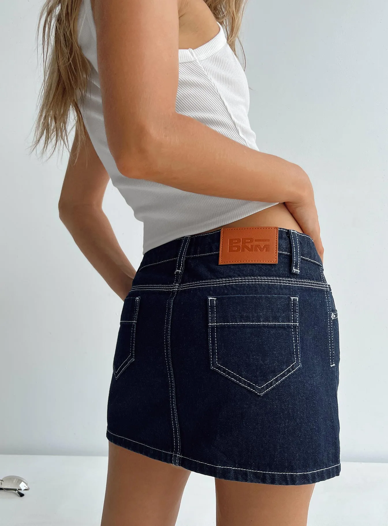 Bracken Denim Mini Skirt Navy