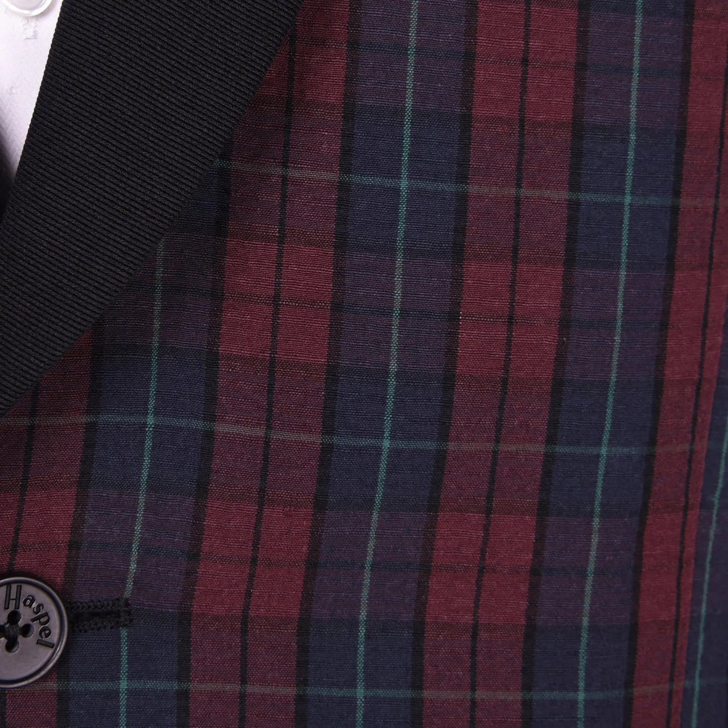 Burgundy Blue Seersucker Royale Plaid Dinner Jacket