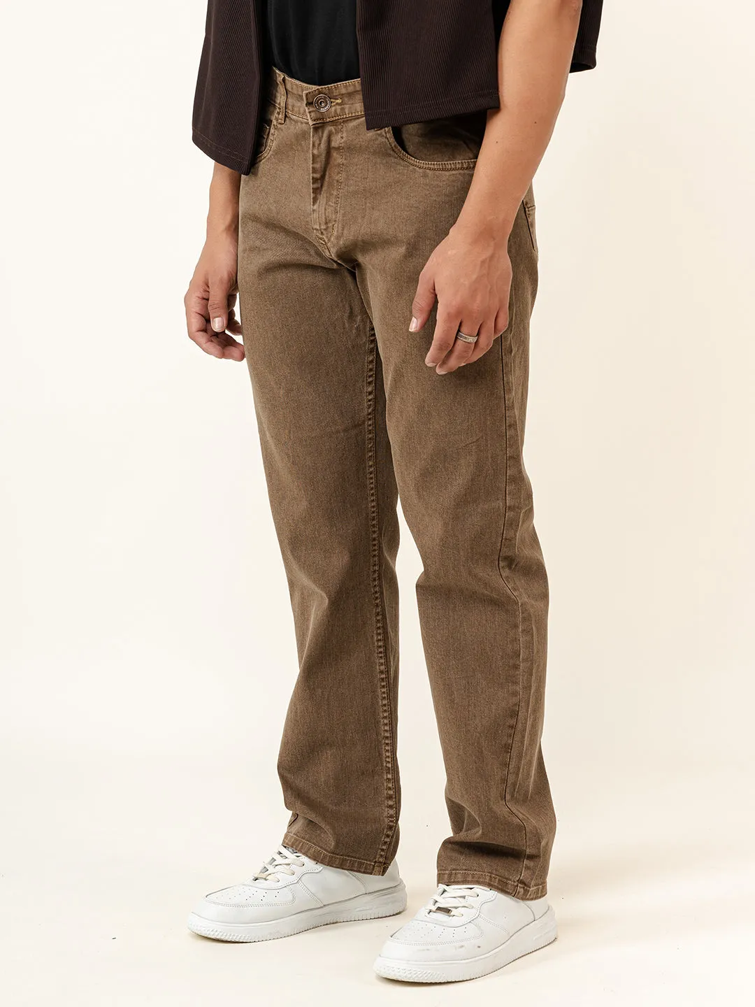 Camel Brown Straight Fit Men's Denim Jeans