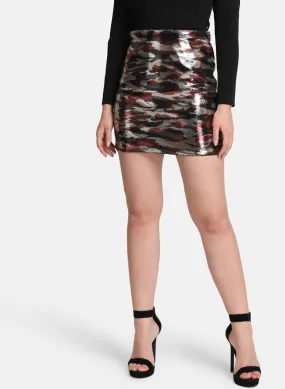 Camo Sequin Mini Skirt