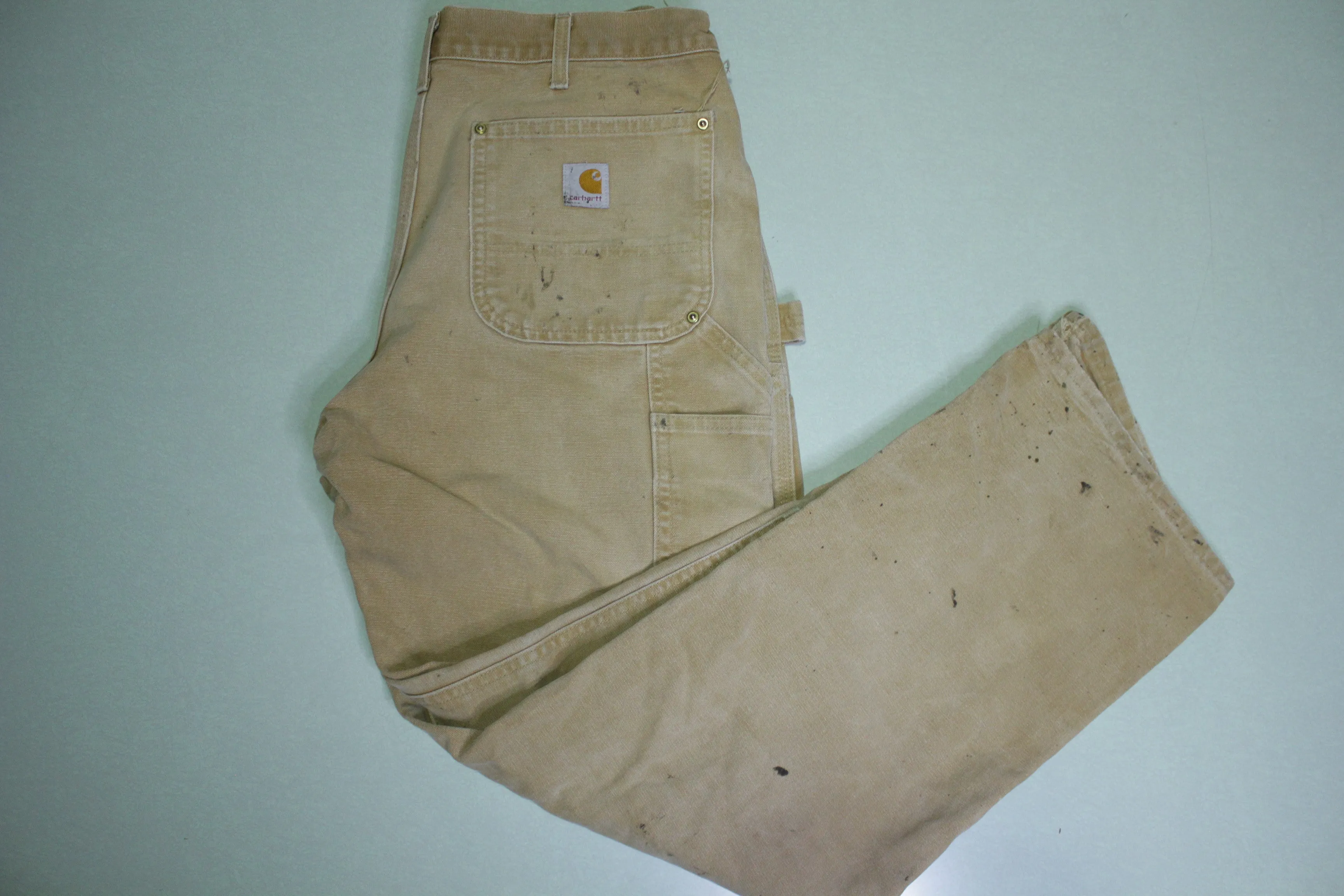 Carhartt Vintage Distressed B01 Double Knee Front Work Construction Utility Pants BRN