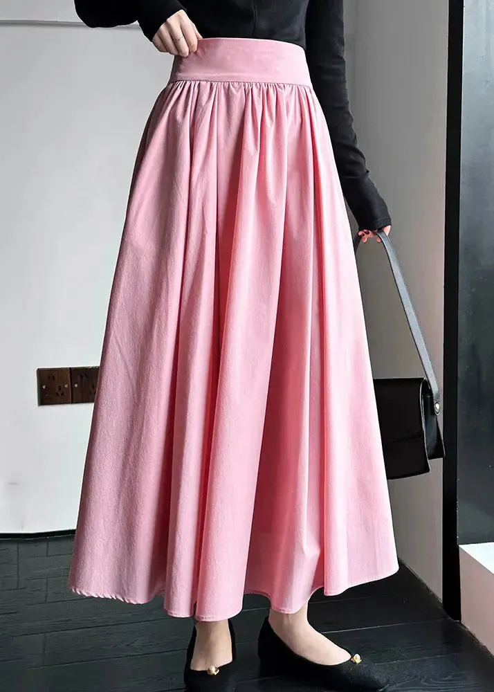 Chic Pink Zippered High Waist Cotton Skirts Spring CG1047