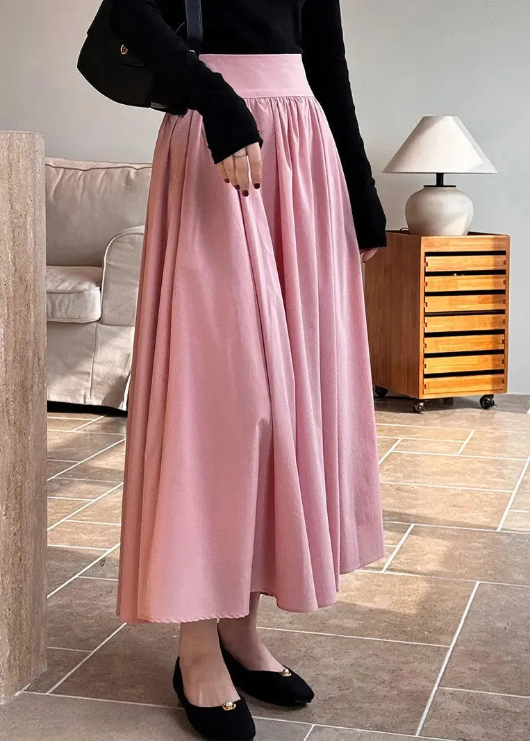 Chic Pink Zippered High Waist Cotton Skirts Spring CG1047