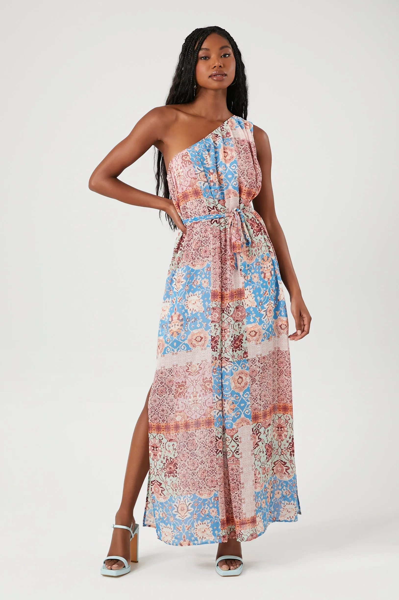 Chiffon Ornate One-Shoulder Maxi Dress