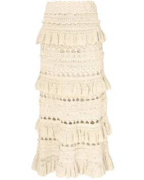 Cream Crochet Waverly Midi Skirt