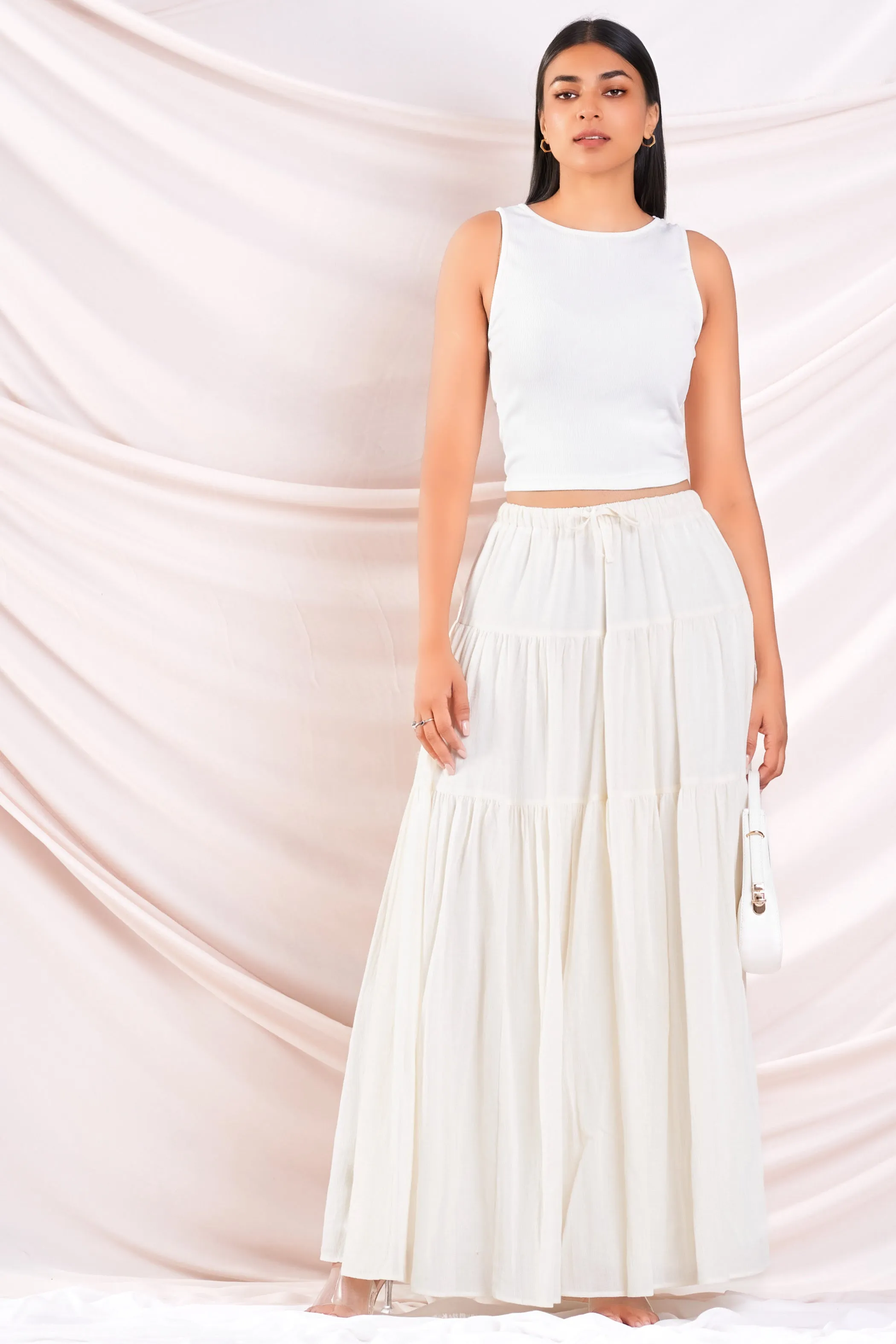 Cream Linen Maxi Skirt