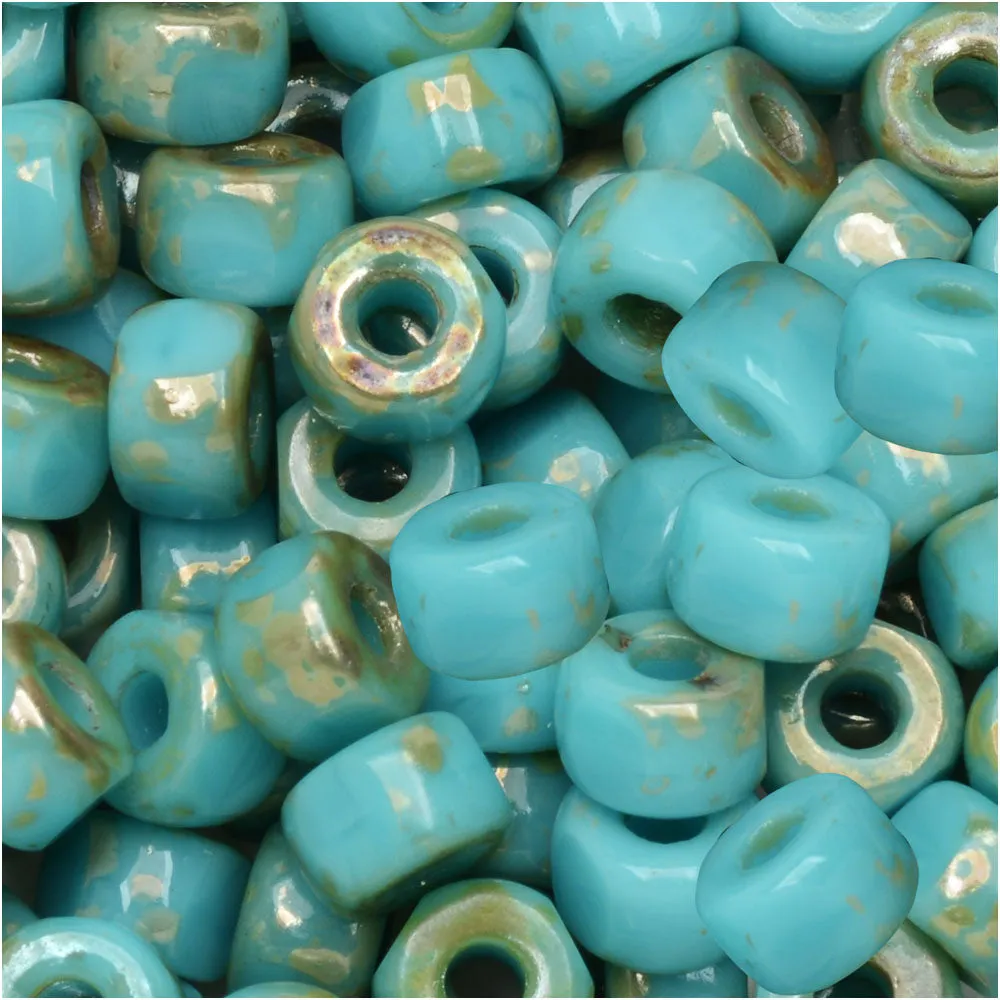 Czech Glass Matubo, Tri-Cut 2/0 Seed Bead, Turquoise Blue Rembrandt (20 Gram Tube)