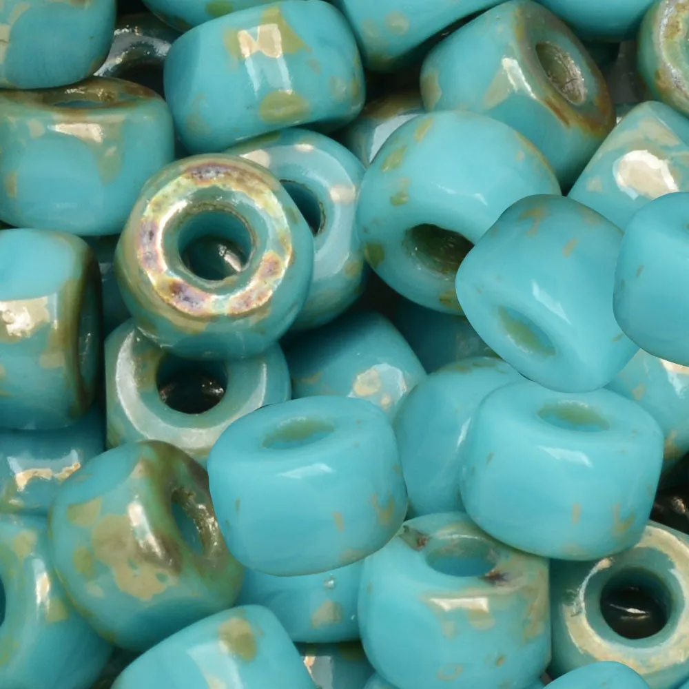 Czech Glass Matubo, Tri-Cut 2/0 Seed Bead, Turquoise Blue Rembrandt (20 Gram Tube)