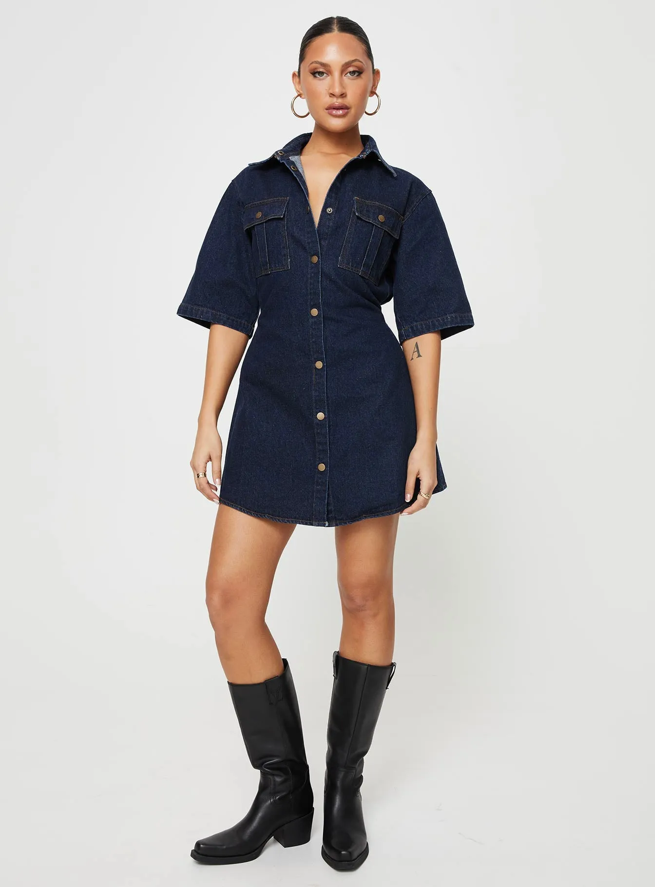 Davro Mini Dress Dark Wash Denim