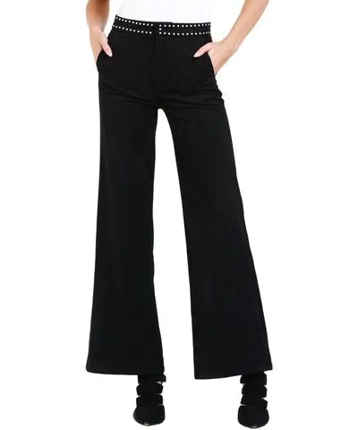 DEAR JOHN Fiona Lee Wide Leg Jeans In Black Suede