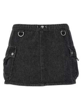 Denim Cargo Skirts Black