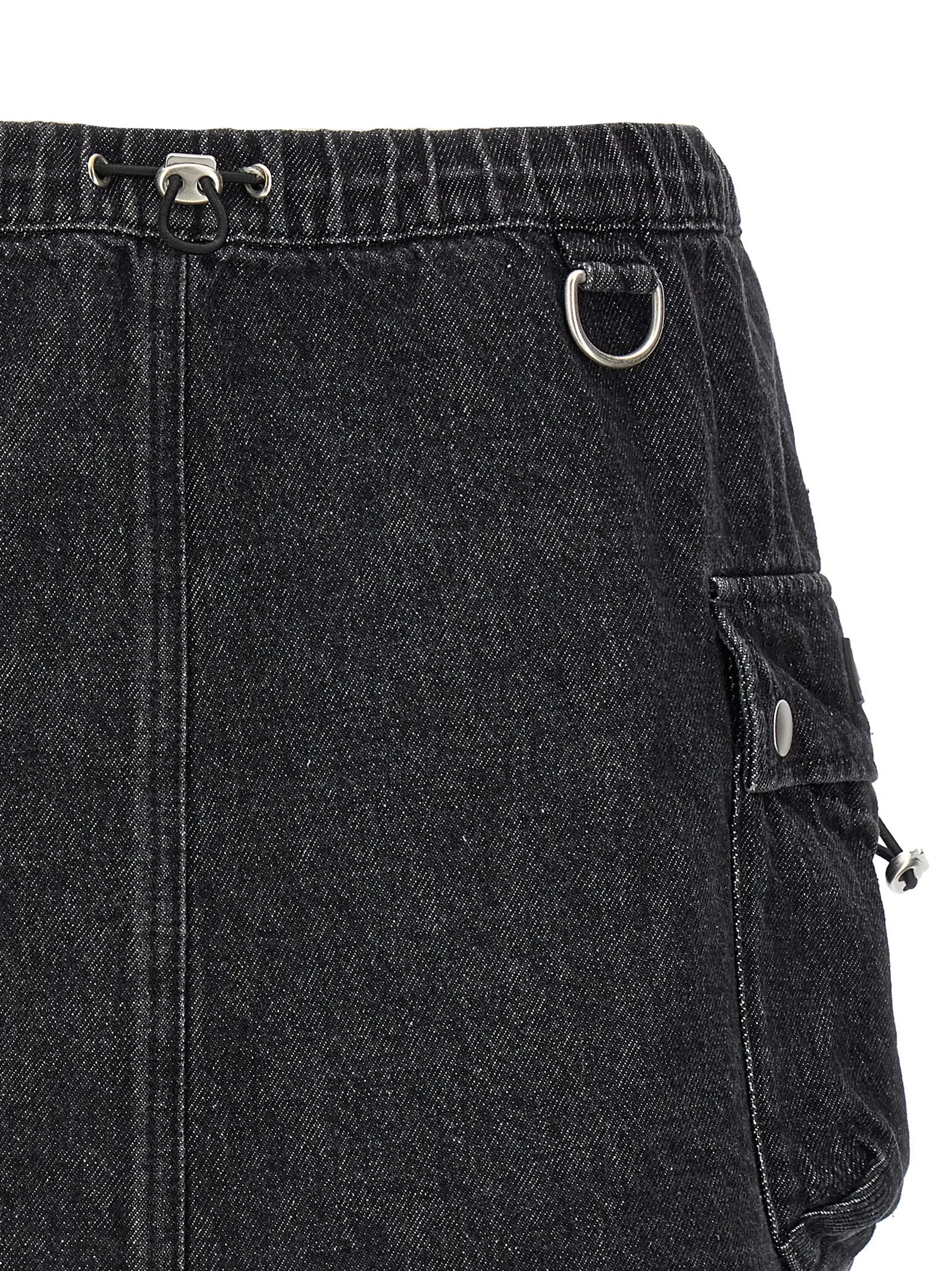 Denim Cargo Skirts Black