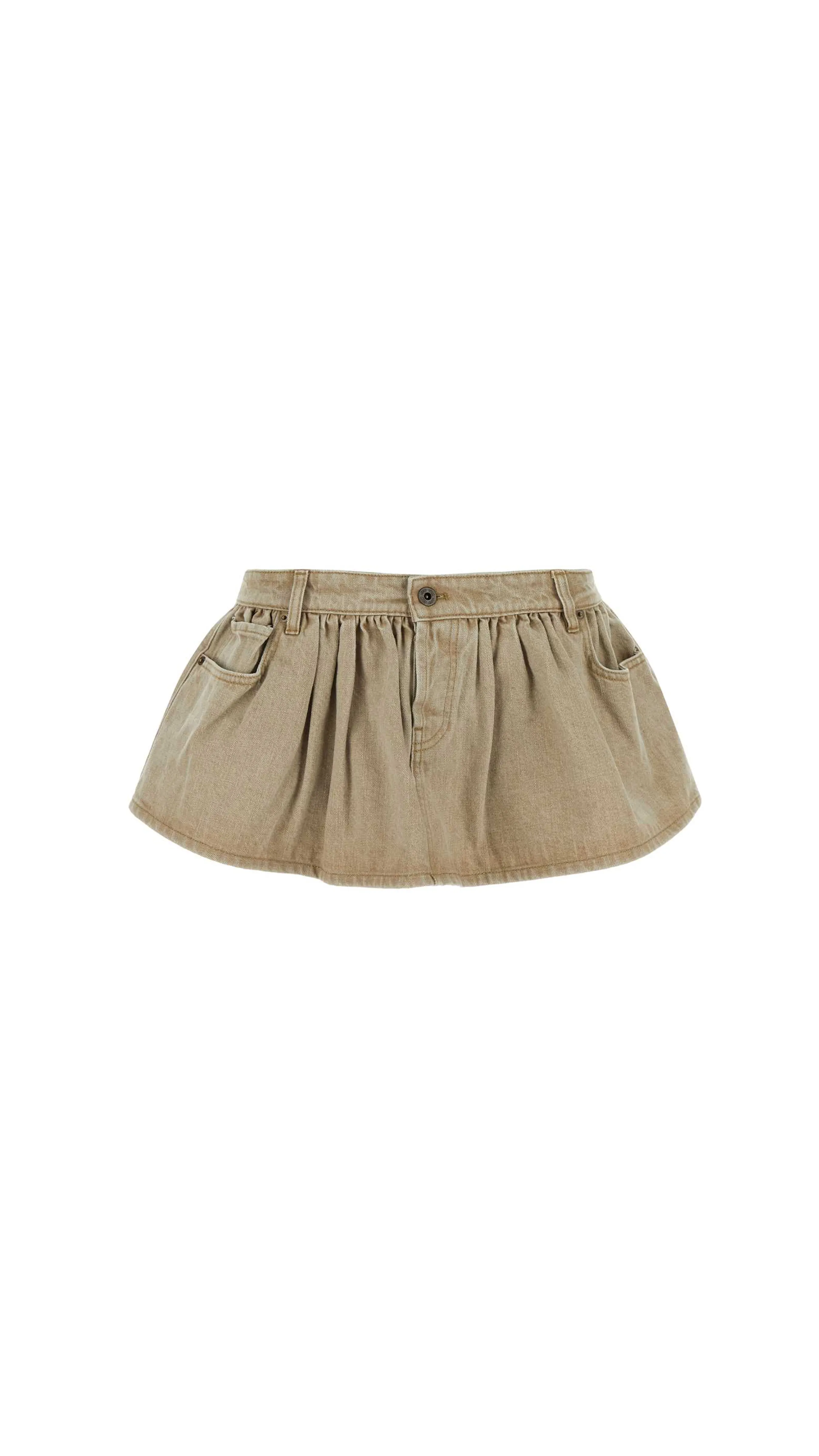 Denim Mini Skirt - Beige