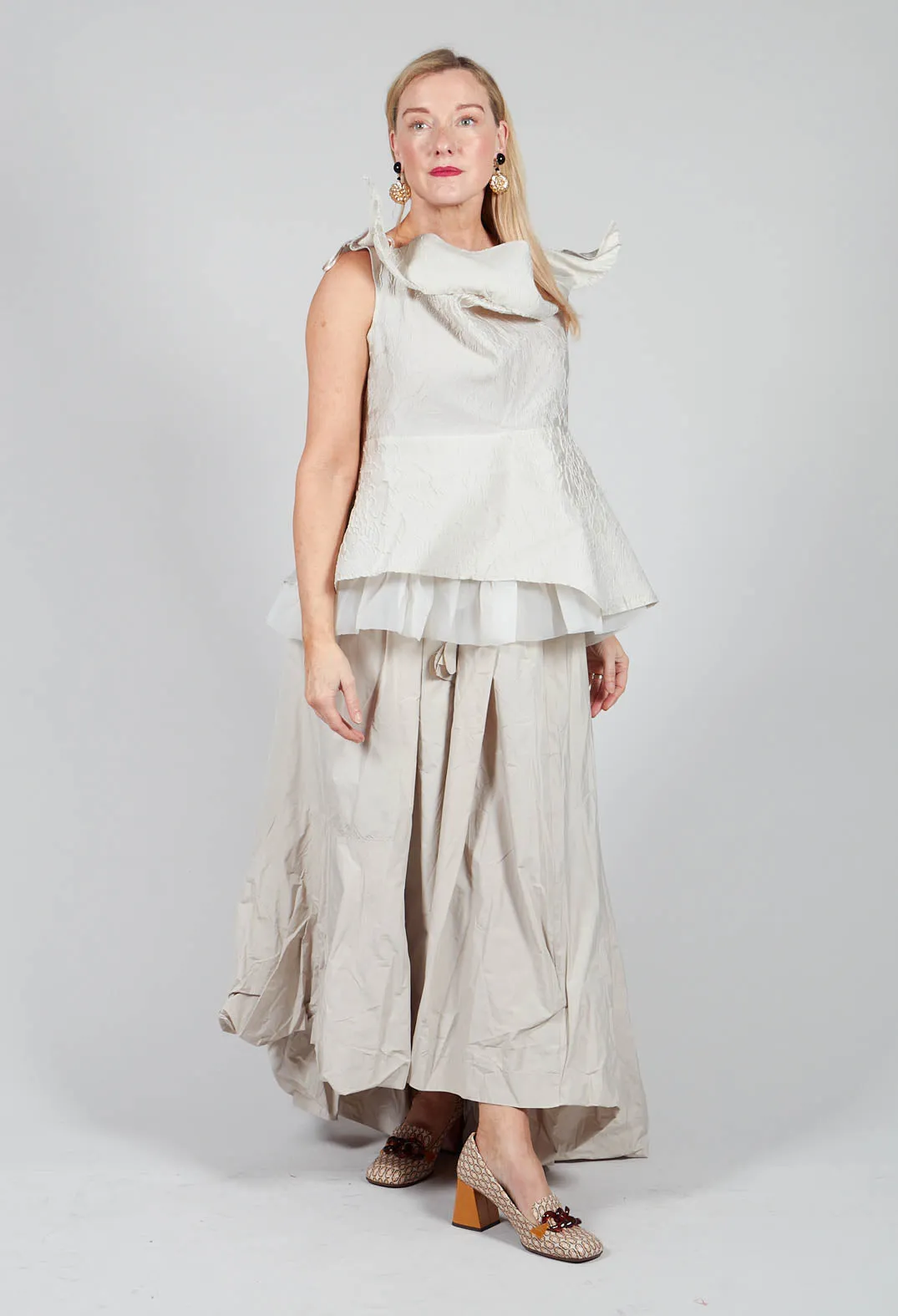 Dipped Hemline Skirt in Beige