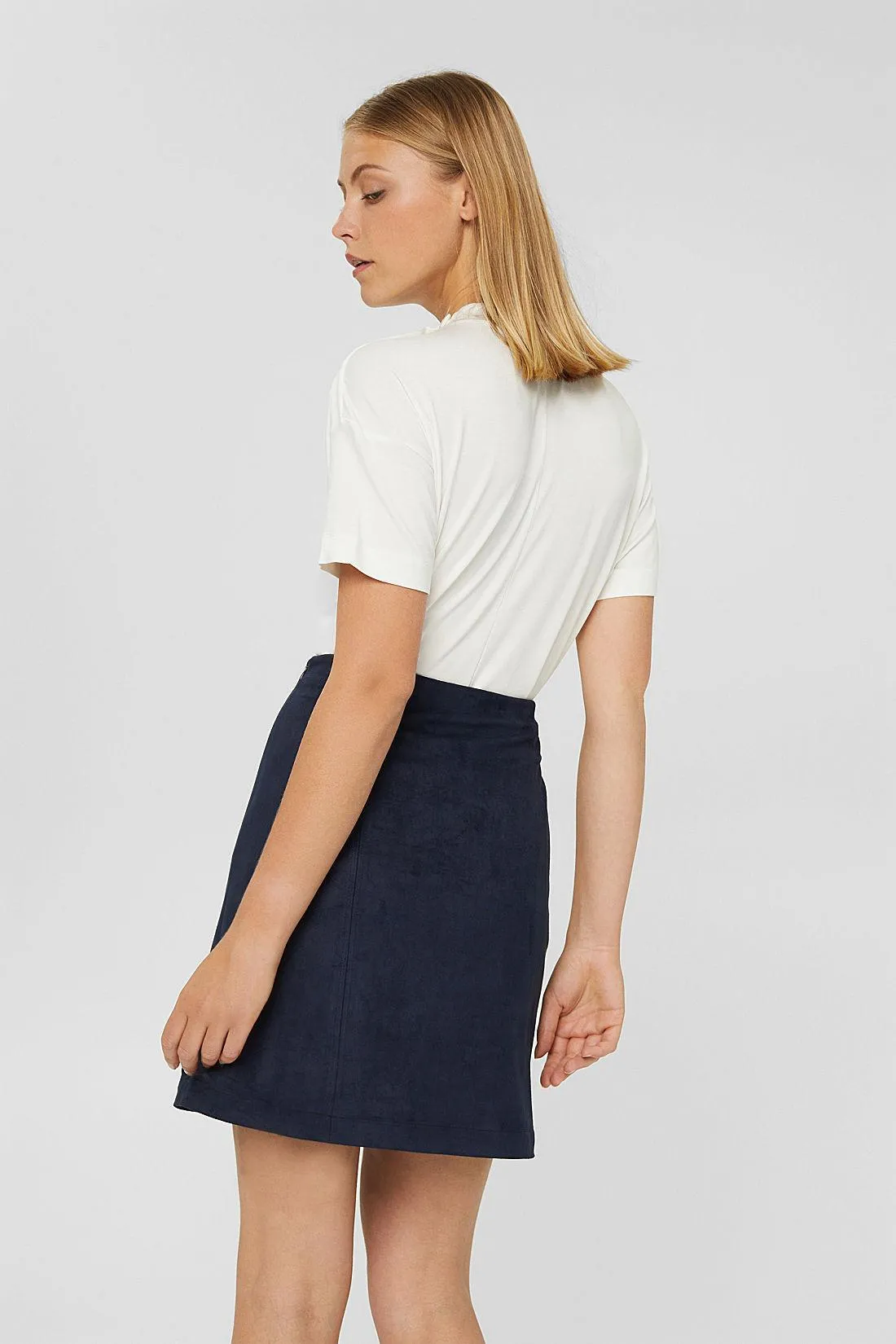 Esprit Faux Suede Skirt in Navy