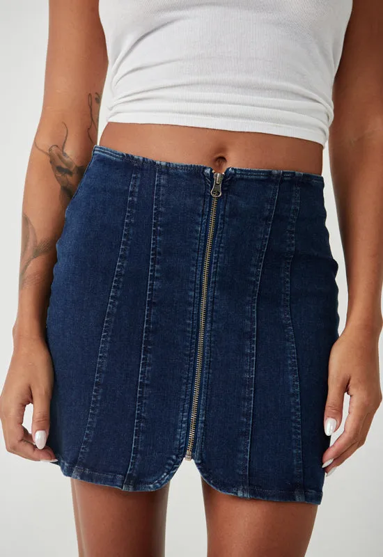 Free People - Layla Denim Mini Skirt Deep Indigo