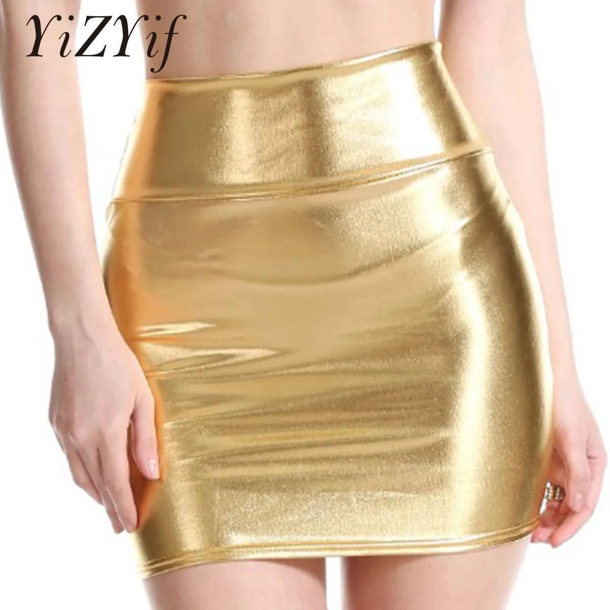 Glossy Patent Leather Bodycon Miniskirt Club Party