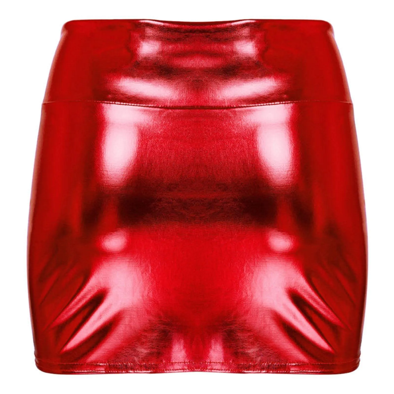 Glossy Patent Leather Bodycon Miniskirt Club Party