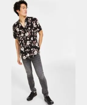 Guess Mens Floral Ikat Short Sleeve Shirt Slim Fit Jeans