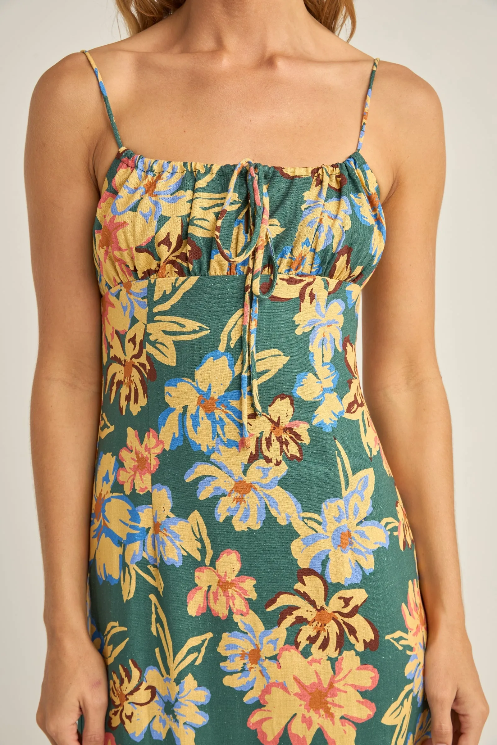 Hawaiian Floral Gathered Maxi Dress Jungle