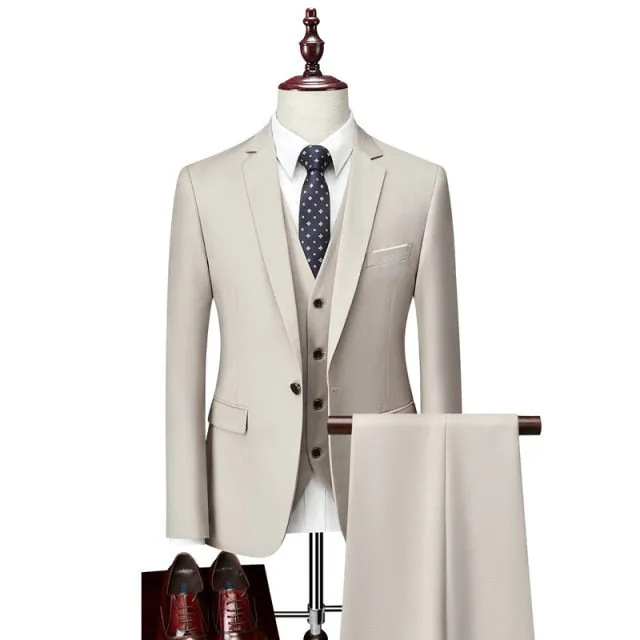 Ivory Classic Custom Business Single-button Three Piece Suit for on Clearance