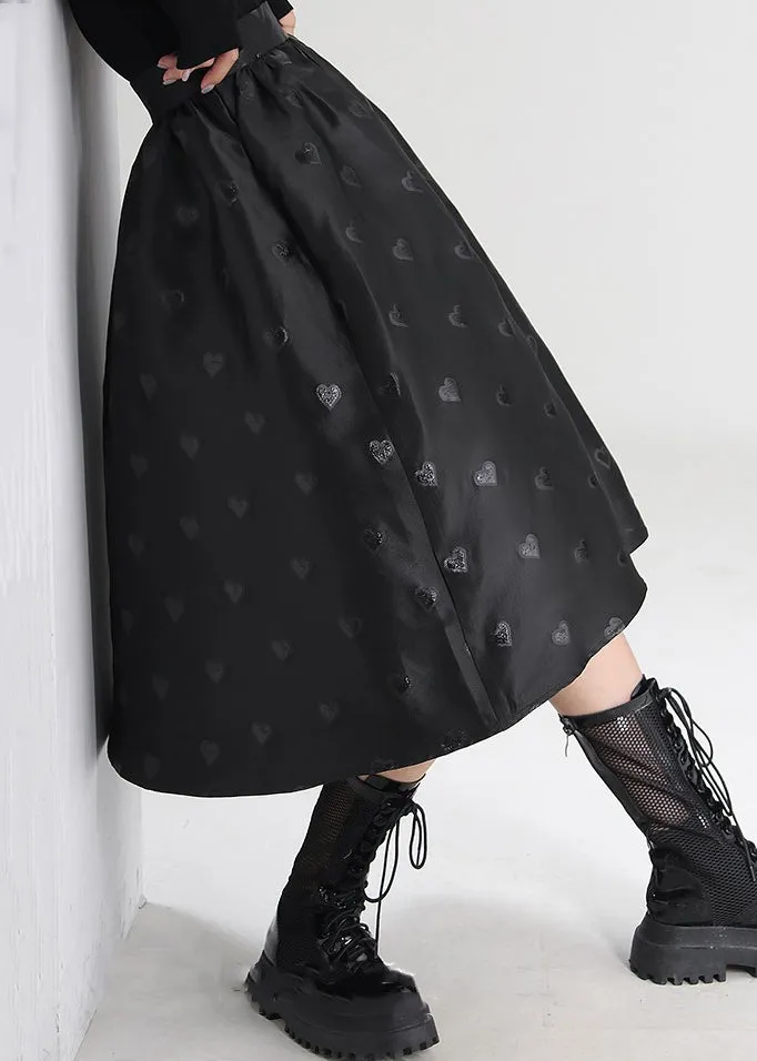 Jacquard Black Zippered High Waist Cotton Skirts Spring AB1034