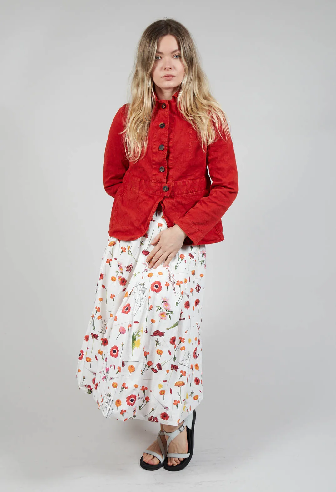 Jamila Skirt in Red Flower Print