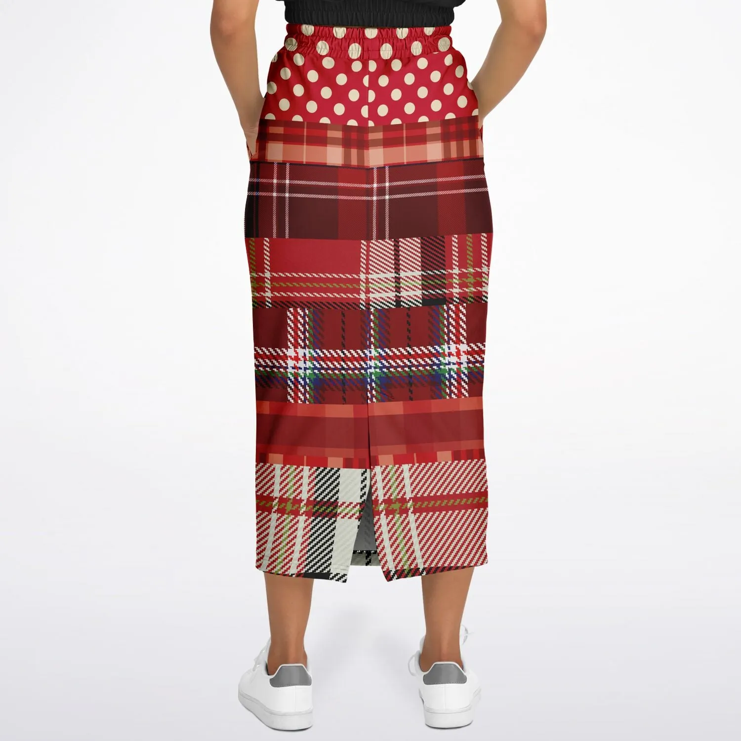 Jersey Salsa Plaid Patchwork Eco-Poly Long Pocket Skirt