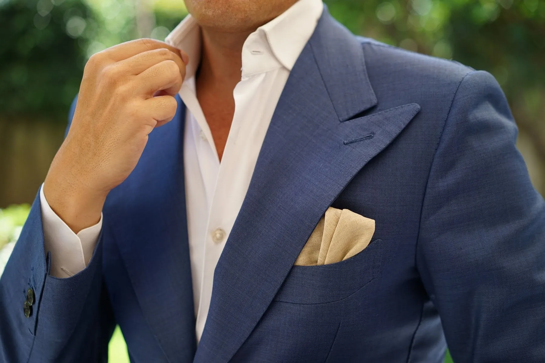 Khaki Linen Pocket Square