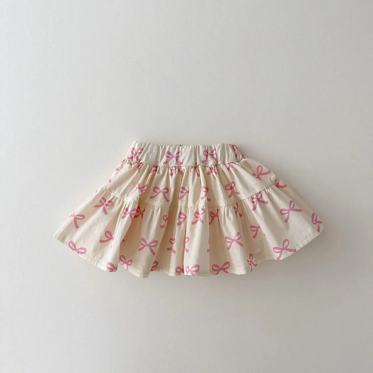 Kids Big Collar Puff Sleeve Top and Skirted Shorts Set (1-5y) - Pink Bow Print