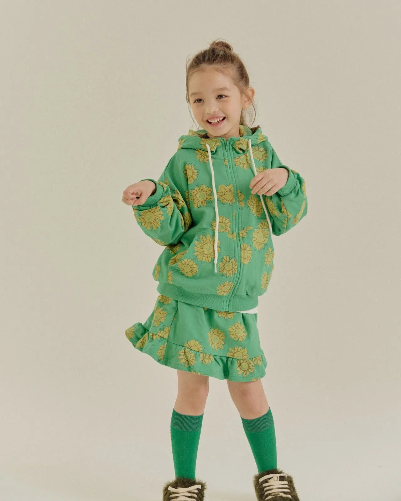 Kids Flower Print Hooded Jacket and Skirted Pants Set (2-6y) - 2 Colors