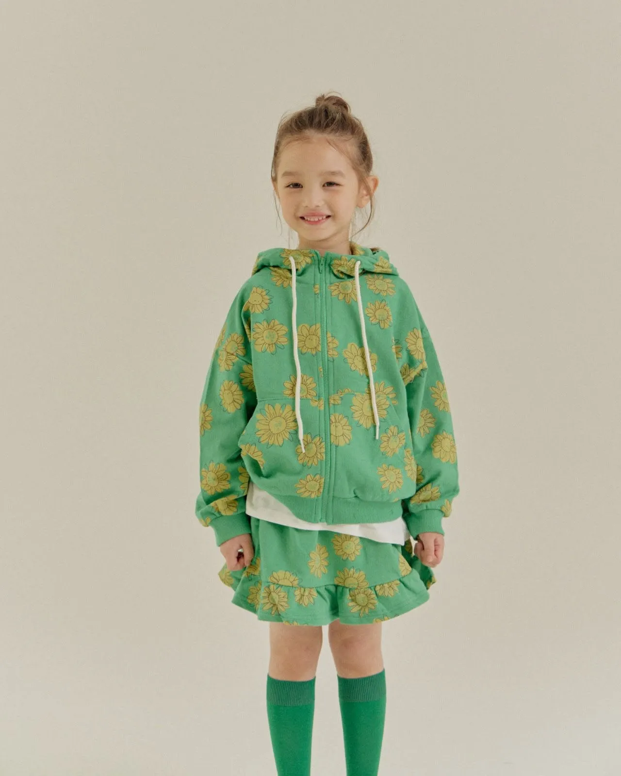 Kids Flower Print Hooded Jacket and Skirted Pants Set (2-6y) - 2 Colors