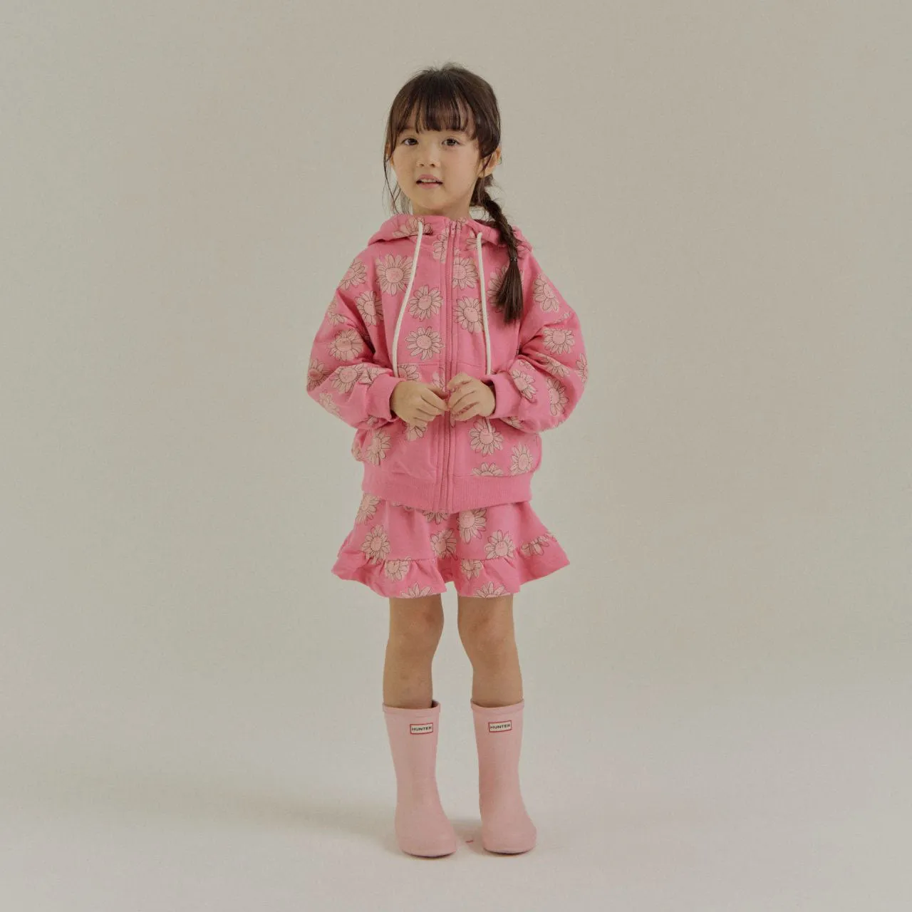 Kids Flower Print Hooded Jacket and Skirted Pants Set (2-6y) - 2 Colors