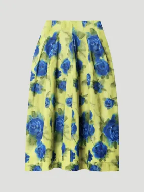 Lemonade Floral A-Line Midi Skirt