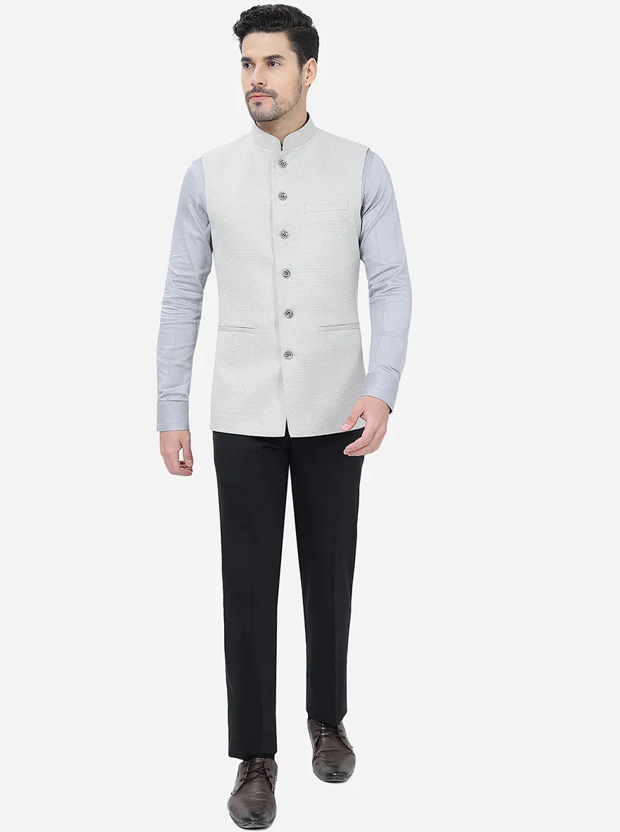 Light Grey Solid Regular Fit Modi Jacket | JadeBlue