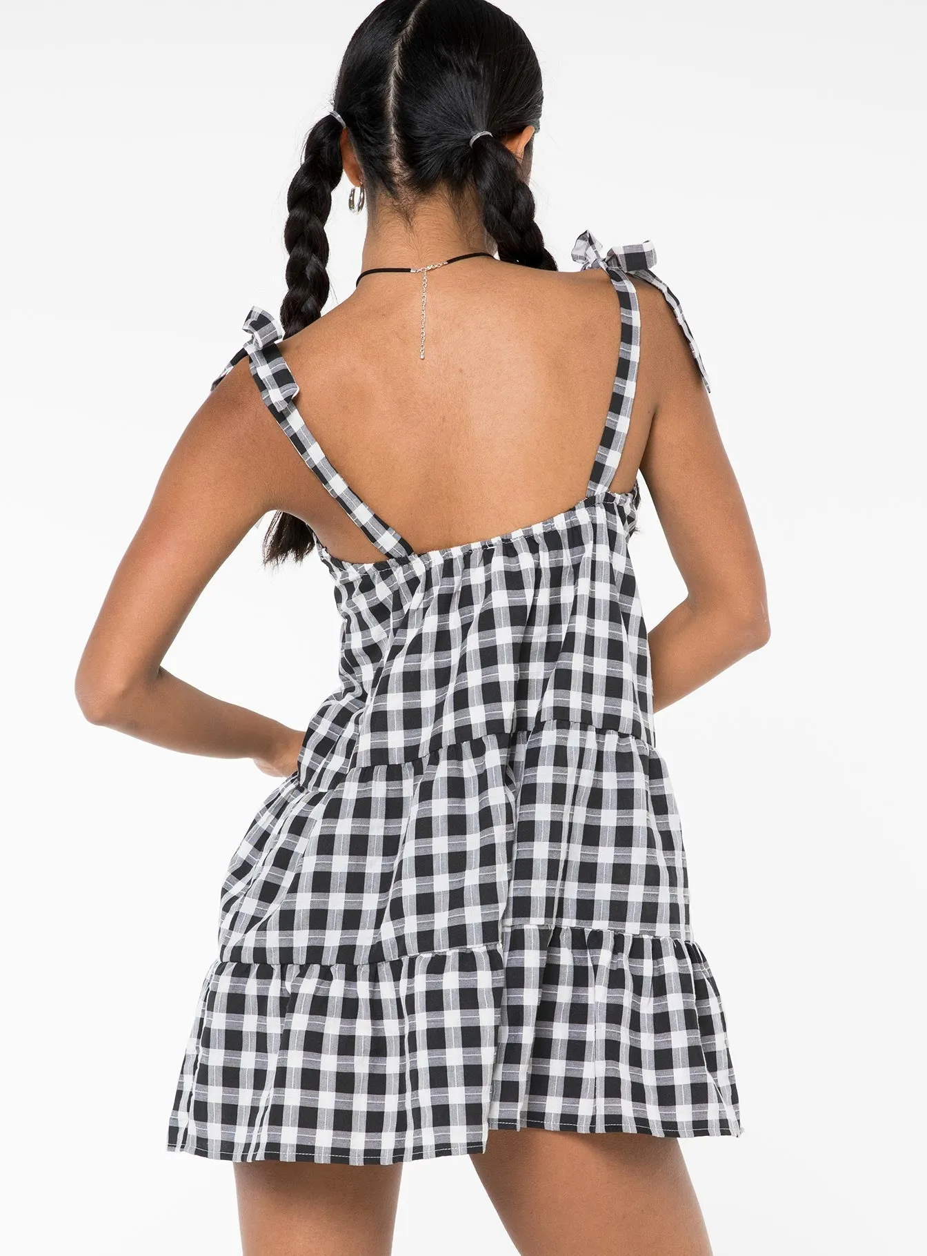 Lilah Gingham Mini Dress Black / White