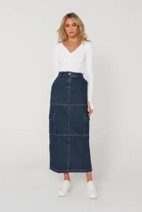 Lisa Cargo Maxi Skirt | Denim